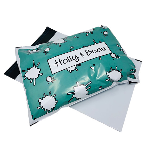 Green and White Printed Mailing Bag