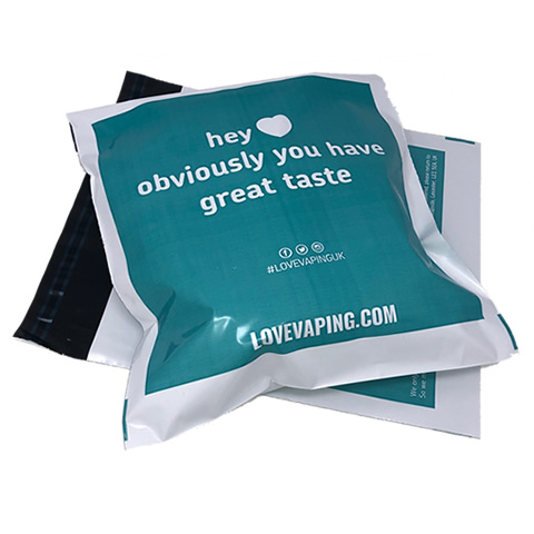 Turquoise Printed Mailing Bag with White Logo