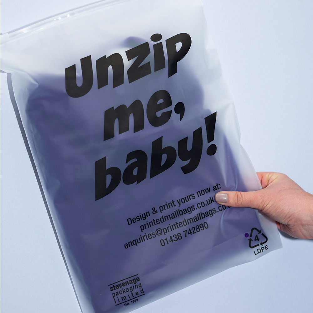 Printed Frosted Zip Lock Bags - Printed Mailing Bags